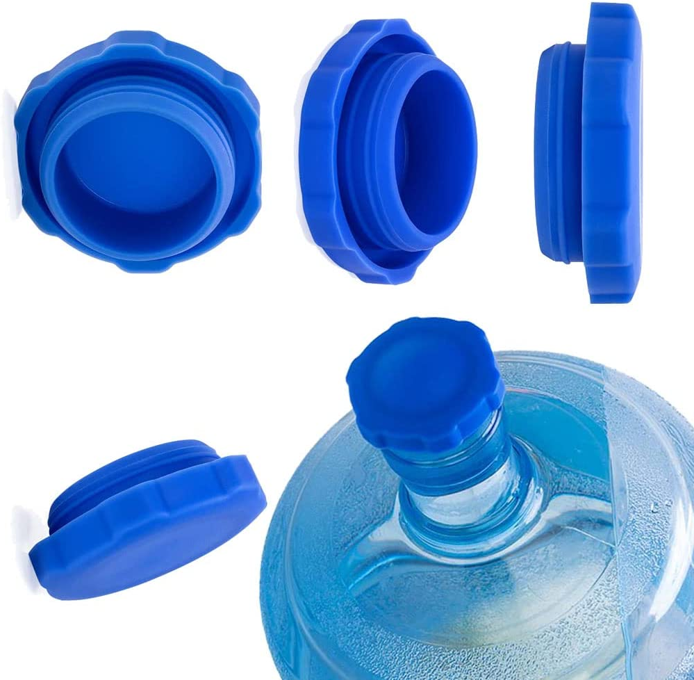 Reusable Water Jug Cap Silicone Lids Spill Resistant  Replac