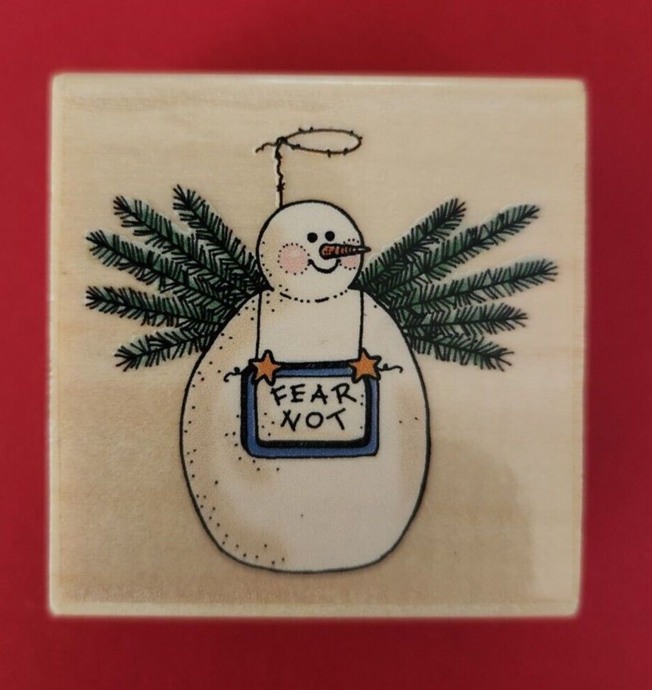 - Uptown Co. Christmas Red Rubber Wood Mounted Snowman Angel Ornament