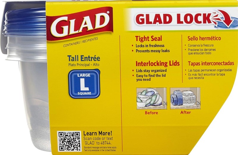 Glad Plastic Food Storage Containers, set of 3 - 42 Oz Pack, Meal Prep, Kitchen