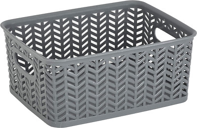 Simplify Small Herringbone Bin | Storage Tote Basket | Organizer | Decorative | 