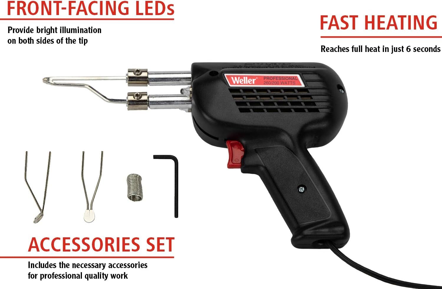 260W/200W Professional Soldering Gun Kit with Three Tips and Solder with Case