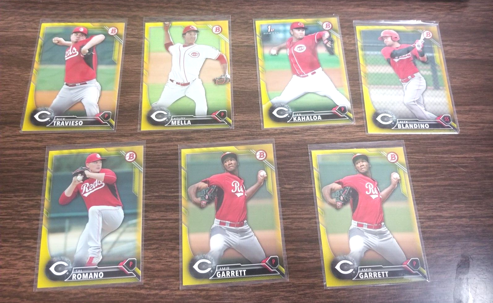 SAL ROMANO 2016 BOWMAN PROSPECT CARD BP-33 REDS (ROOKIE YELLOW PARALLEL). rookie card picture