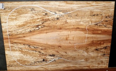 Flame Spalted Maple #9060 Luthier 5A Bass Guitar Top Set  23.75 x 15.25 x .500