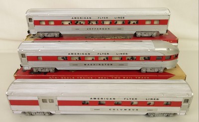 AMERICAN FLYER SET #20193 W/21813 MSTL DIESEL & (3) PASS. CARS-VG+ ORIG!
