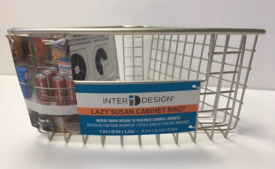 InterDesign Lazy Susan Storage Basket Binz With Handle Cabinet Organizer Small