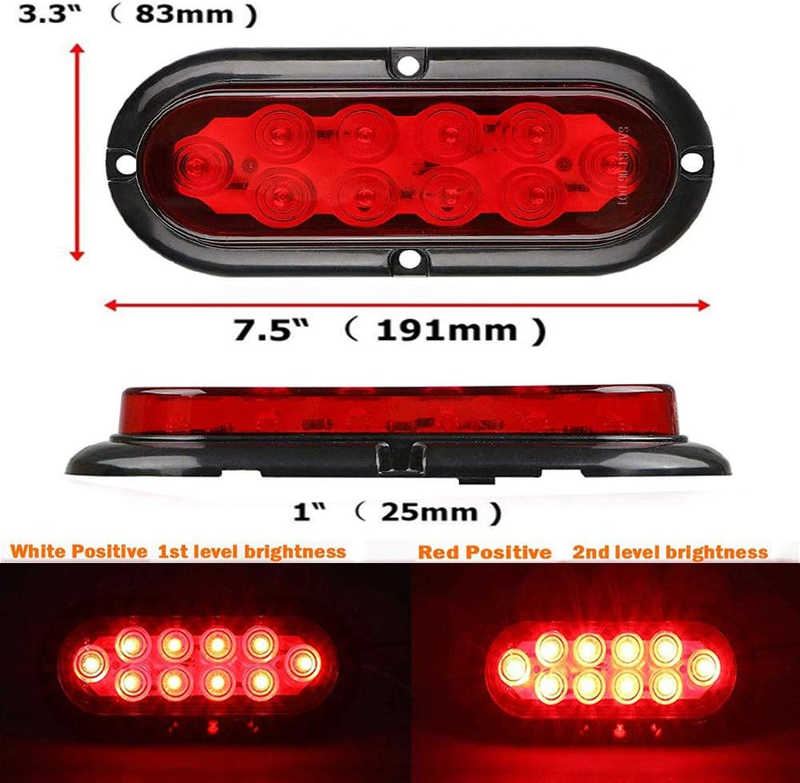 Red Color 6" Oval Marker Tail LED Light For Bus Trucks Trailers Tractors Semi-Tr