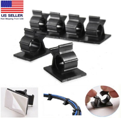 100 Pcs Self-Adhesive Cable Clips - Cord Management Wire Holder Organizer Clamps