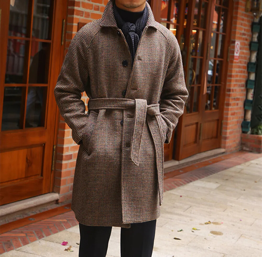 ジャケット・アウター cantate Houndstooth Check Balmacaan Coat cantate/カンタータ】Houndstooth Check Balmacaan Coat【買取