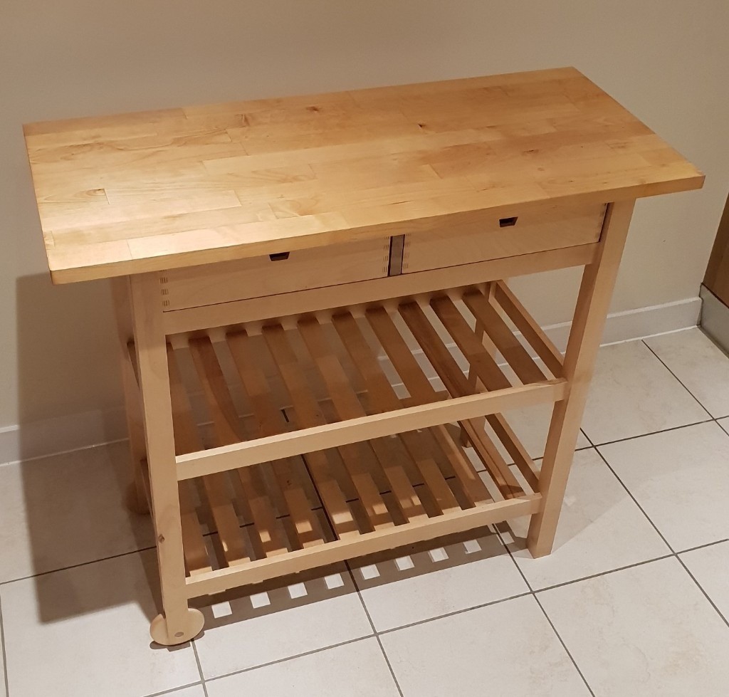 Ikea Forhoja Kitchen Trolley Butchers Block Worktop Bench In