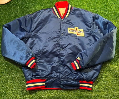 194 NHL STARTER CAPITALS アノラックパーカー　青　L Vintage Washington Capitals Starter Satin Blue Jacket NHL