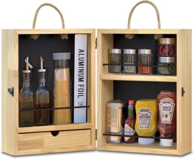 FIELDOOR Wooden Spice Cutlery Box Outdoor Camping Cooking Tool Portable Case BBQ