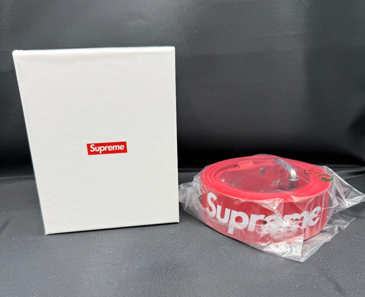 Supreme Repeat Leather Belt Red Size XL DS Deadstock | eBay