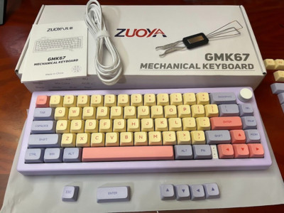 Custom Zuoya GMK67 65% Mechanical Keyboard - Purple, with linear Sea Salt Switch