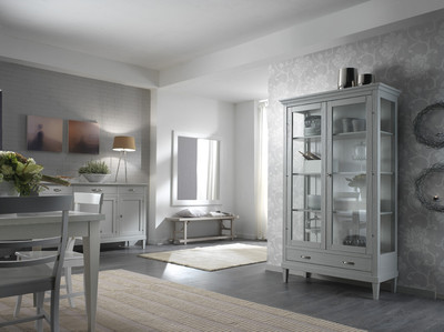 VETRINA CRISTALLIERA CREDENZA COLORE BIANCO  CUCINA SOGGIORNO