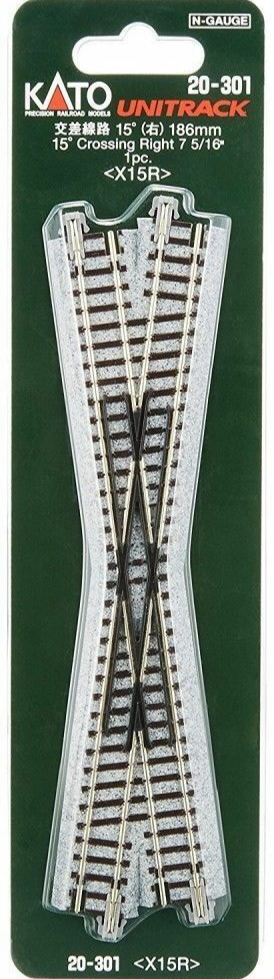 Kato N Scale ~ New ~ UniTrack 15° Right Hand Crossing 186mm