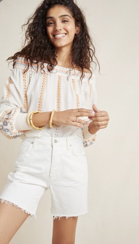 

Блуза с открытыми плечами и вышивкой Anthropologie Vineet Bahl Nora, Multicolor
