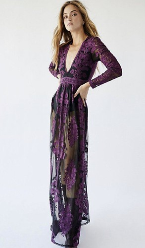 

Красивое платье макси с кружевной вышивкой Rare For Love Lemons Free People Temecula, Purple - black