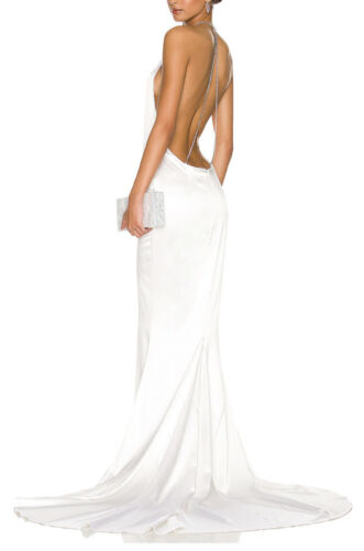 RETROFETE Margot Maxi Dress in White Silk Bridal Wedding Gown $895 Size Large