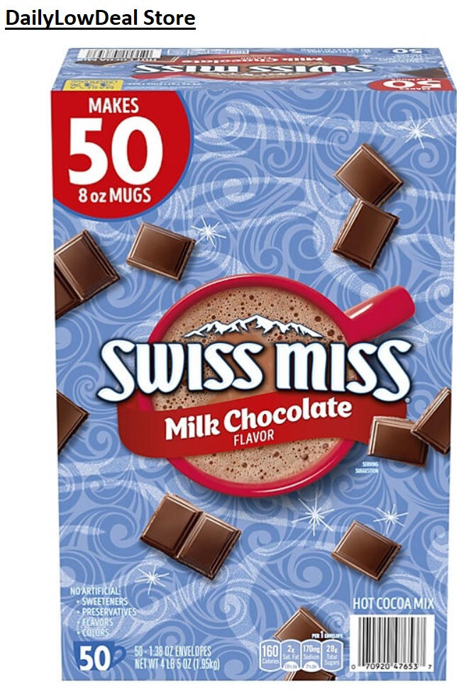 50 Count Swiss Miss Milk Chocolate Hot Cocoa Mix 1.38 oz Packets Envelopes FRESH