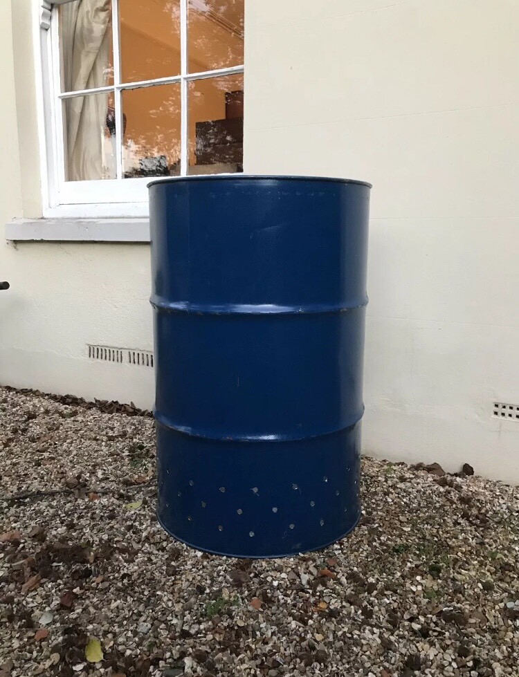 Oil barrel drum incinerator wood burner fire pit in Wimborne, Dorset