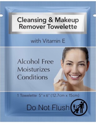 50 diamond makeup remover wet Face wipes 5'' x 6'' Travel Hotel stocking stuffer