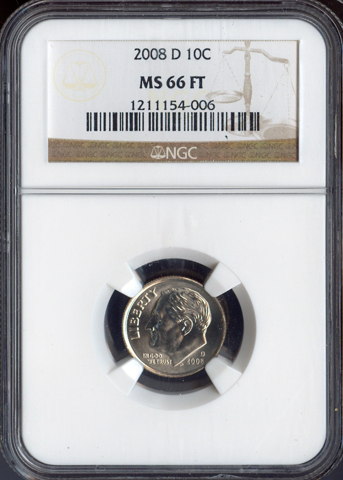 2008 D Roosevelt Dime NGC MS66 FT QUALITY✔️