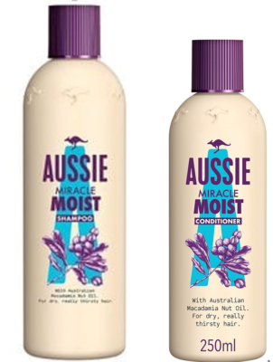 Aussie Miracle Moist Hair Care Set Shampoo 300ml Conditioner 250ml Dry Frizzy