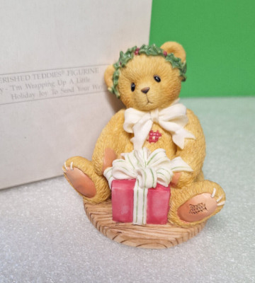 Cherished Teddies I'M WRAPPING UP A HOLIDAY JOY TO SEND YOUR WAY Margy Figurine