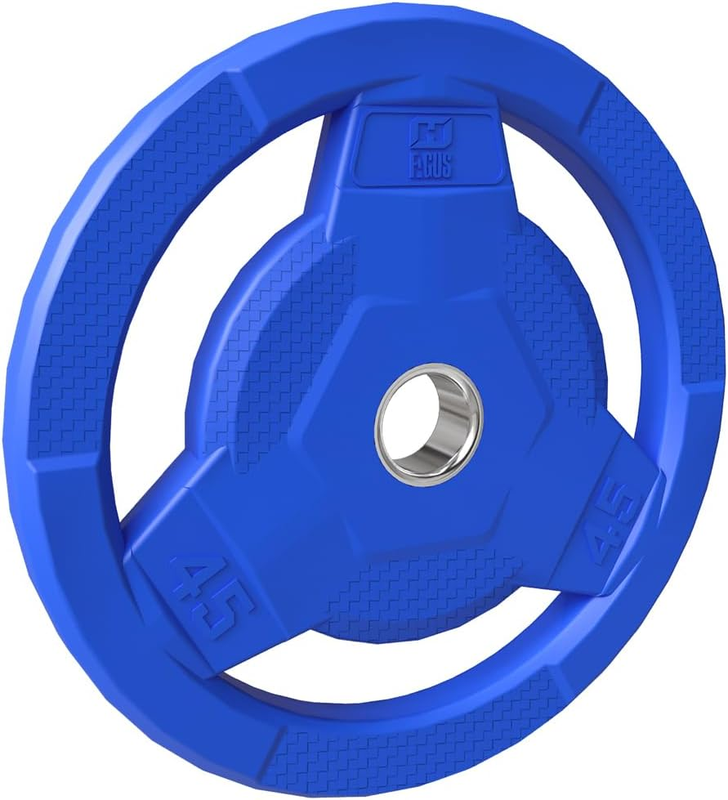 Color Coded 2-Inch Rubber Coated Olympic Grip Plate for Barbell,Solid Cast Iron Weight Plates for Strength Training,Weightlifting,Crossfit, Home Gym, 2.5/5/10/15/25/35/45 LB, Single and Pair