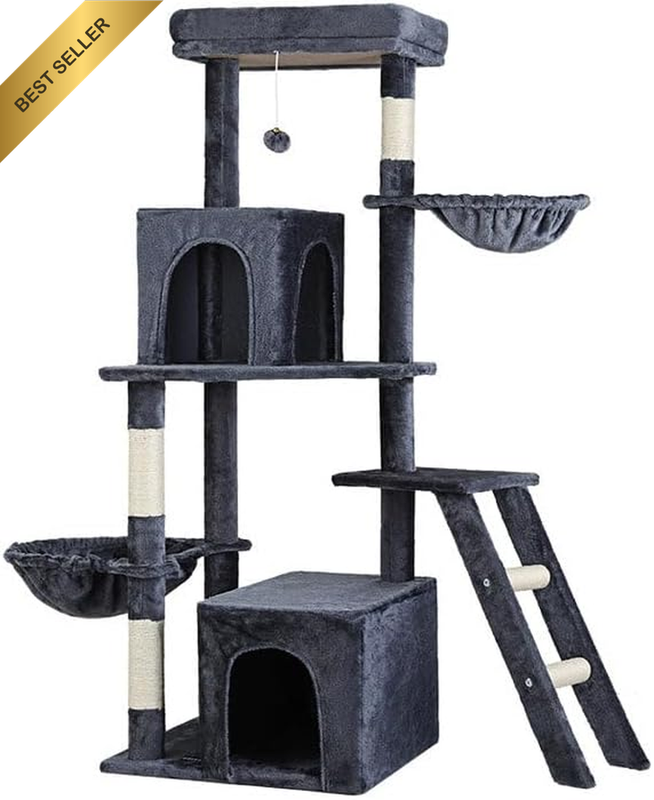 Cat Tree 138Cm, Cat Tower with Condo & Hammock Bed, Cat Scratching Post Pet Scra