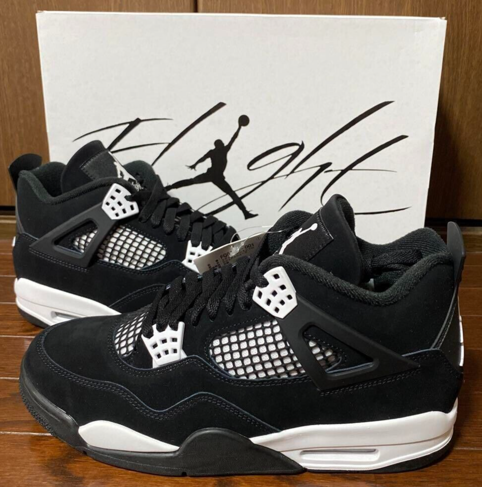 NIKE NIKE AIR JORDAN 4 RETRO WHITE THUNDER BLACK MEN