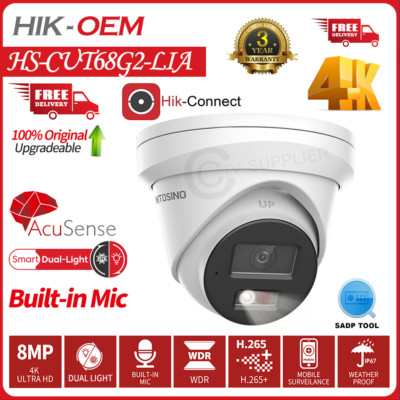 US Hikvision Compatible Smart hybrid Light POE MIC AI 4K IP Camera 2.8mm SD Slot