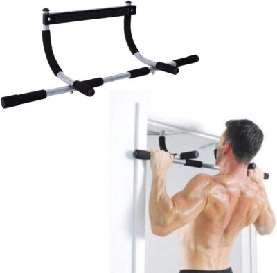 NEW Steel Pull Up/Chin Up Bar Adjustable Power Black For Pull Ups in Home Gym US