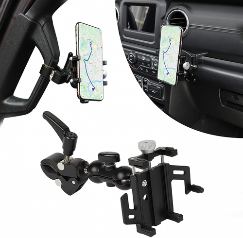 A-Pillar Phone Holder Mount Bracket Anti-Shake for Jeep Wrangler JK JL JT 2007+