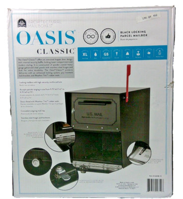 Architectural Mailboxes Oasis Classic Black, Extra Large, Steel, Locking Mailbox