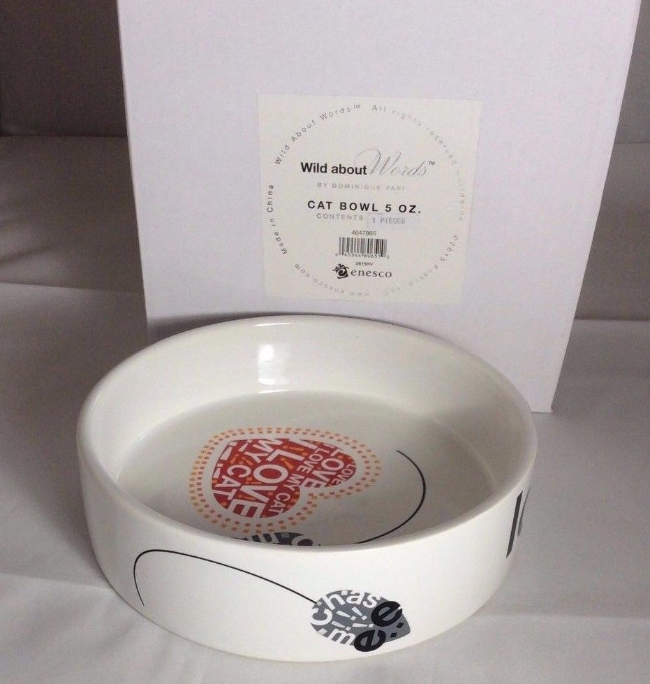 Wild About Words Ceramic Cat Food Water Bowl 5 oz 