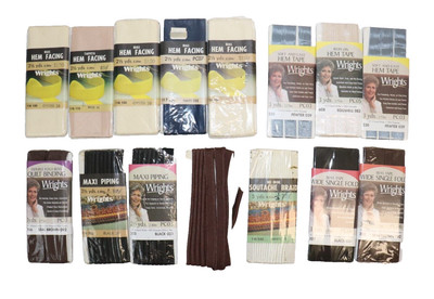 Wrights Hem Facing Maxi Piping Hem Tape Quilt Binding Soutache Braid Lot Vintage
