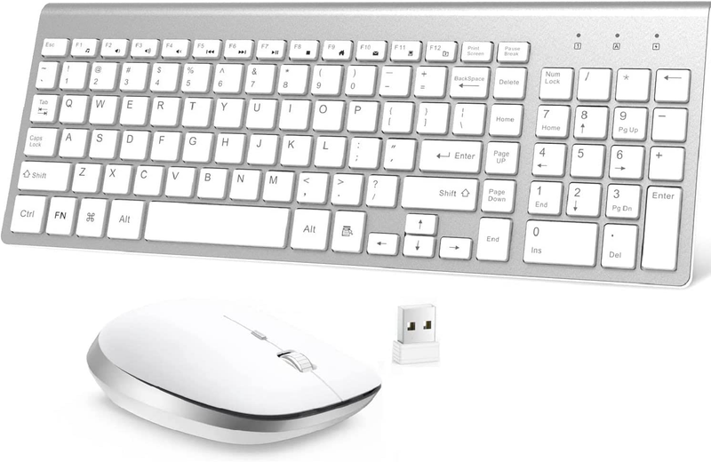 Wireless Keyboard and Mouse, USB Slim Compact Keyboard with Number Pad, Ergonomi