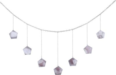 Amogeeli Pentagon Agate Hanging Ornament with Chain for Home Decor NEW