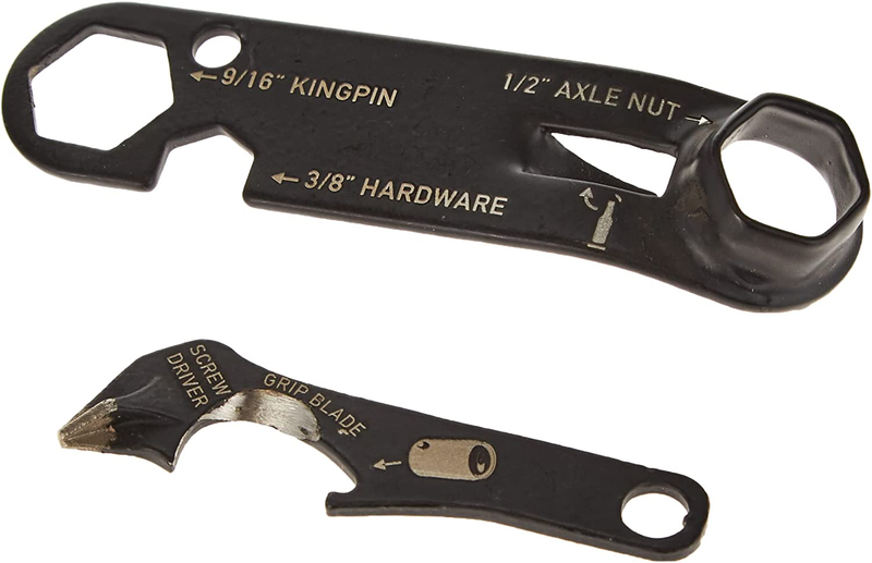 Universal Skate Tool, Skateboard Tune up Kit, Includes: Keychain, Kingpin Wrench