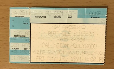 1991 BUTTHOLE SURFERS L7 HOLLYWOOD CONCERT TICKET STUB KURT COBAIN COURTNEY LOVE