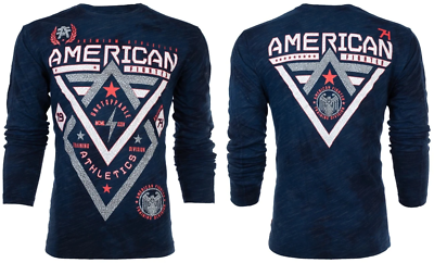 AMERICAN FIGHTER Men's T-Shirt Thermal ALASKA PATTERN Navy Elephant Print S-3XL