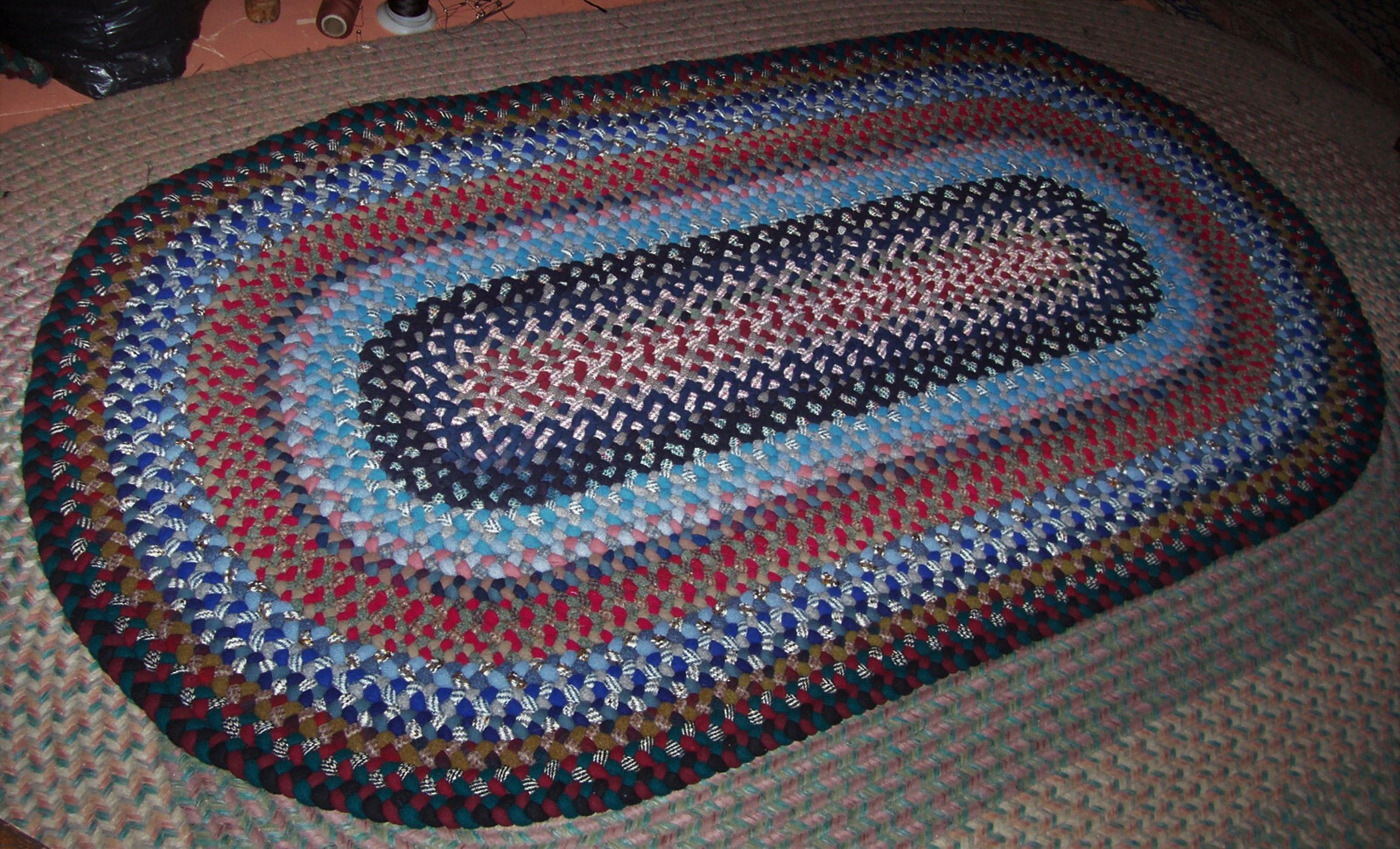 New Not Antique Handmade Oval Wool Braided Rug 3' X 5'5