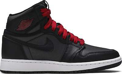 [575441-060] Grade School Air Jordan Retro 1 High OG 'Black Satin Gym Red Black'