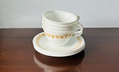 Corelle Corning Butterfly Gold Teacup & Saucer Floral Vintage