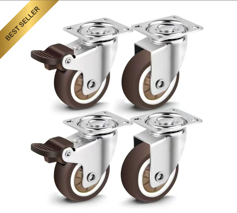 1.5 Inch Caster Wheels for Small Furniture Heavy Duty Casters, Rubber 360º Swive