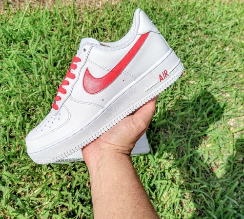 Pre-owned Nike Air Force 1 '07 Triple White Red Women/girl Gs Multi Size Af1