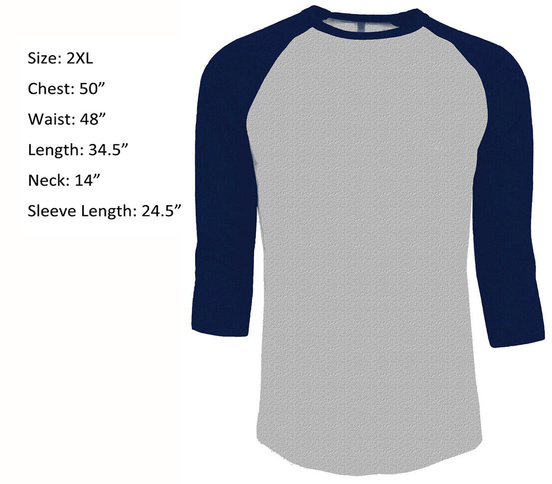 Простая футболка с рукавом 3/4, бейсбольный трикотаж реглан, мужская футболка, серая, темно-синяя, 2XL