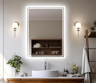 LED Bathroom Mirror Smart Touch Antifog Wall Vanity Mirror Waterproof Dimmable