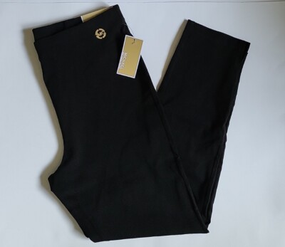 MICHAEL KORS Women`s Super skinny pull on pants Round MK Logo Black Size M XL